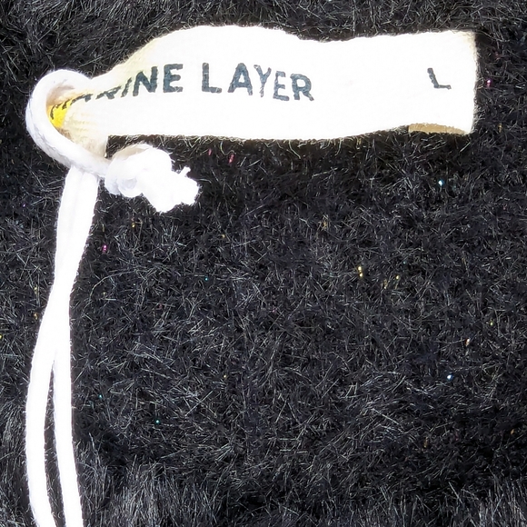 MARINE LAYER Arielle Black Metallic Funfetti Crew Neck Sweater Sz L NWT - Picture 10 of 11